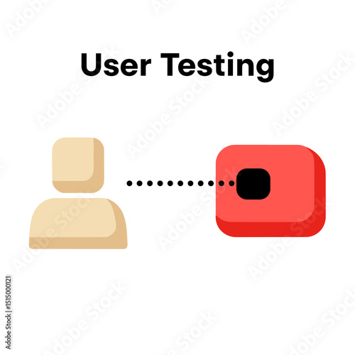User Testing Conceptual Illustration: An illustration represents user testing concept showing a person interacts with a testing device. capturing the essence of technology, analysis.