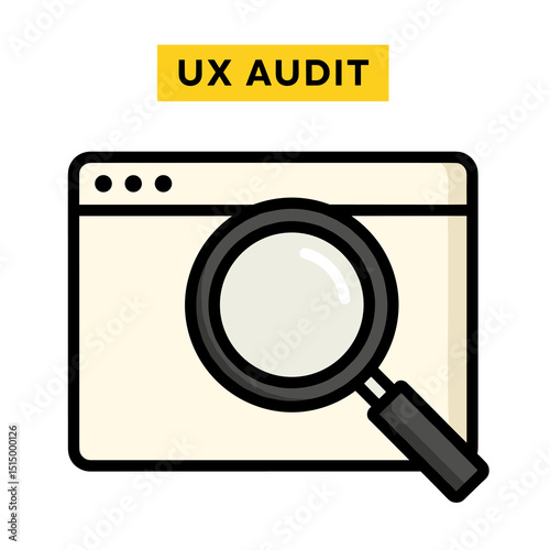 UX Audit Concept: A digital representation of User Experience (UX) audit, with a magnifying glass over a browser window, symbolizing the thorough examination of website usability.