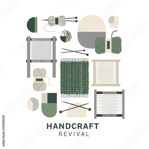 Handcraft Revival: The image showcases the joy of handcrafts in a vibrant and colorful flat lay. Perfect for any crafting-related project.