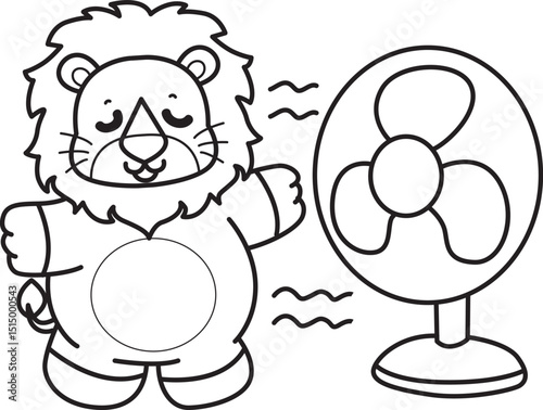 Coloring book of Cute Lion icon. Outline of Funny baby Lion animal series stock illustration. life of fluffy Lion designs.
