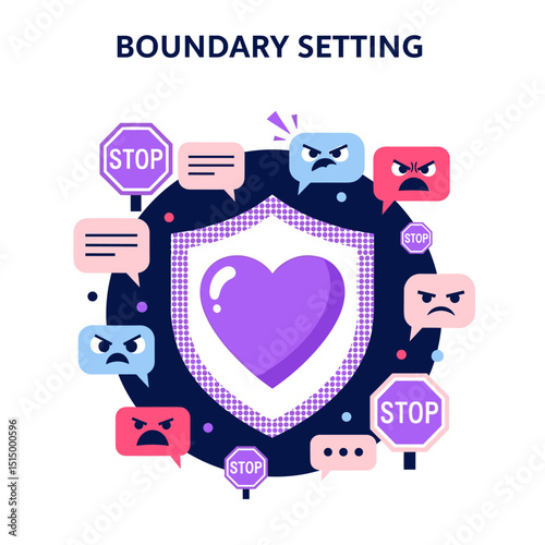 Defensive Heart: Illustrative representation depicting the essence of setting boundaries in personal relationships, showing the heart in the middle.