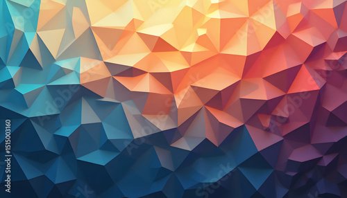 Abstract Polygonal Texture Background with Blue Orange Gradient