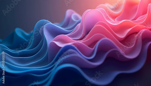 Abstract Wavy Pink and Blue Gradient Background with Smooth Flowing Texture