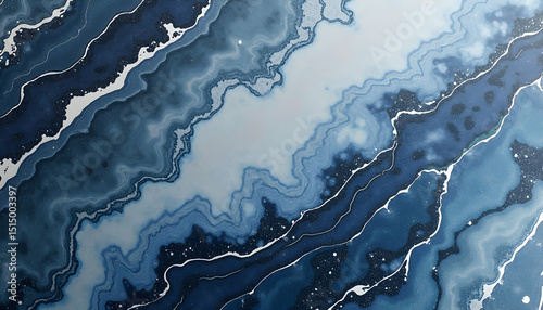 Abstract Blue Agate Pattern with Flowing Lines and Swirls Texture