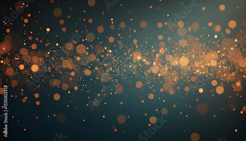 Blurred Bokeh Lights with Gold and Teal Abstract Background