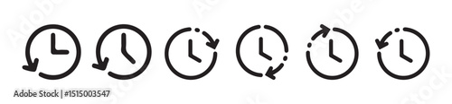 Minimalist Black Clock and Timer Icons on Circular Background
