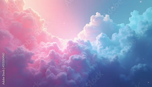 Dreamy Clouds with Pink and Blue Sky, Soft Lighting, Peaceful Atmosphere