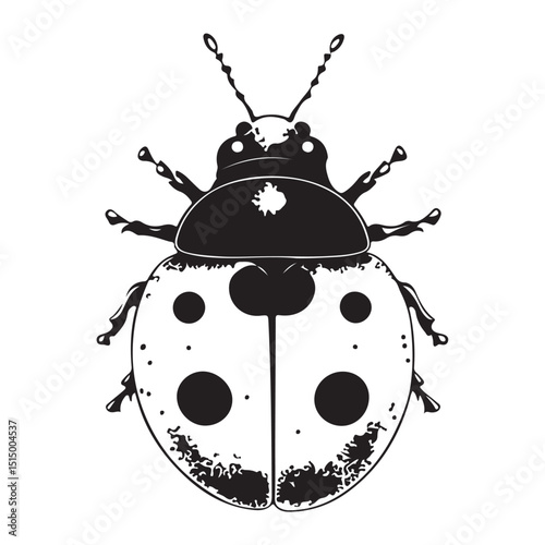 A black and white ladybug silhouette Vector Design art illustration