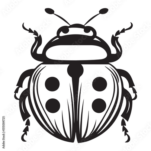 A black and white ladybug silhouette Vector Design art illustration