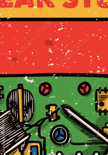 Hand-drawn retro and nostalgic poster templates, vector illustrations for promotional leaflets