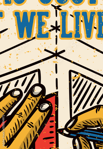 Hand-drawn retro and nostalgic poster templates, vector illustrations for promotional leaflets