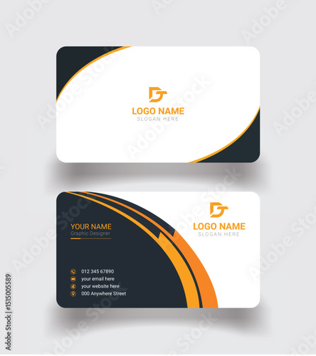 Yellow and black clean business card, vector illustration