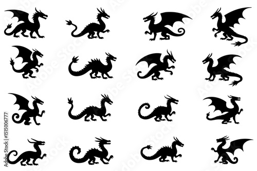 Diverse Dragon tattoos vector  Collection  bundle