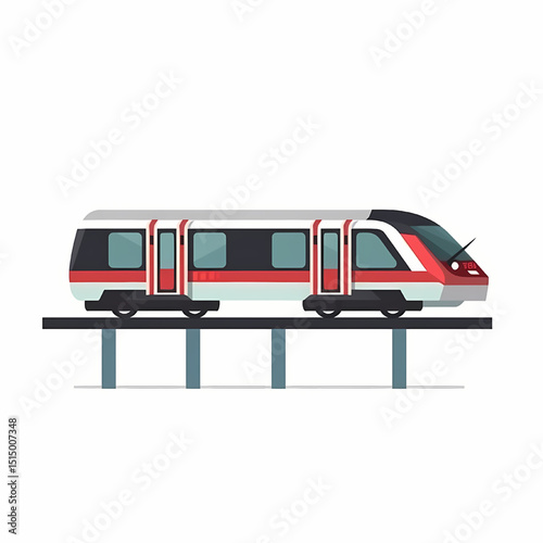 Elevated Train in Motion: A vibrant illustration of a modern elevated train speeds along its tracks, embodying the sleek lines of urban transit. 