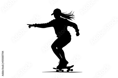 Female Skateboarder Silhouette vector bundle