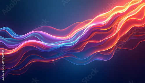 Abstract Flowing Light Waves on Dark Background