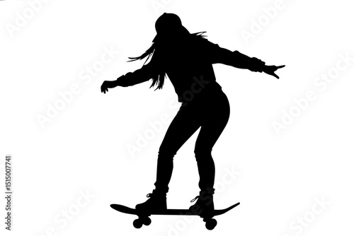 Female Skateboarder Silhouette vector bundle