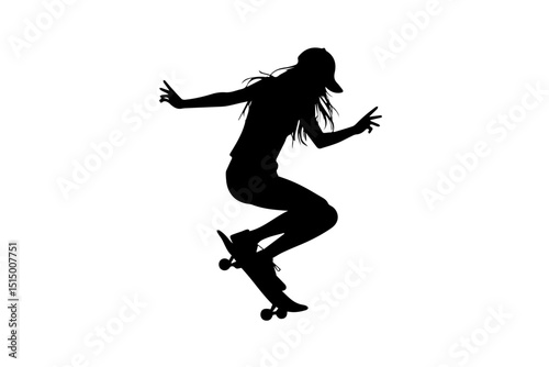 Female Skateboarder Silhouette vector bundle