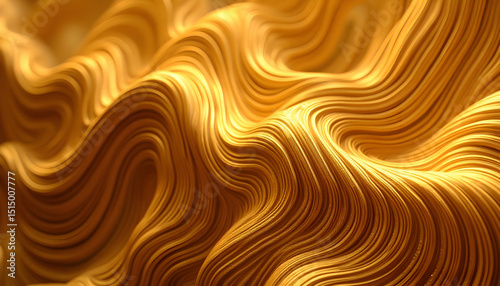 Wavy Golden Texture Background with Metallic Shine and Smooth Lines