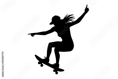 Female Skateboarder Silhouette vector bundle