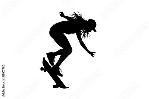 Female Skateboarder Silhouette vector bundle