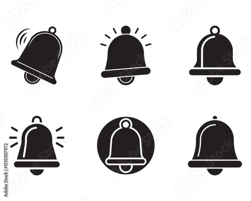 Notification bell icon set. along with a ringing bell and notification number sign for alerts and
