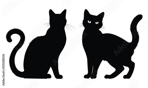 Black Cat Silhouette Vector Illustration