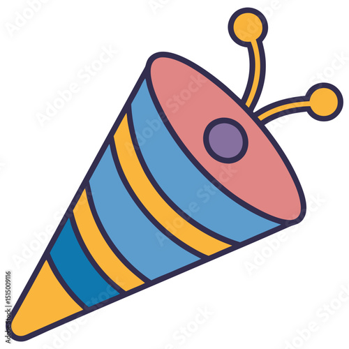 Party Horn flat vector illustration white background