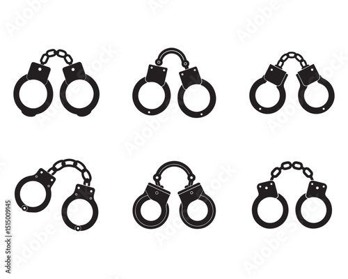 handcuffs sketch icon silhouette Simple Design set vector illustration 