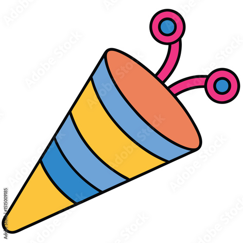 Party Horn flat vector illustration white background