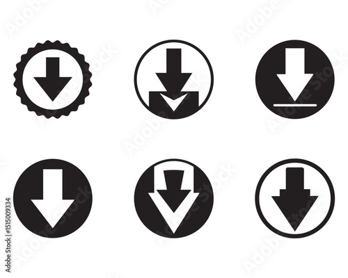 Download icon set silhouette vector illustration