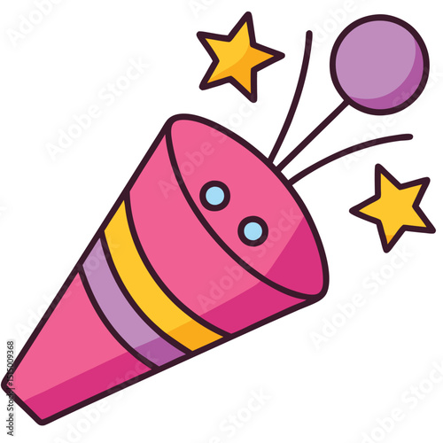 Party Horn flat vector illustration white background