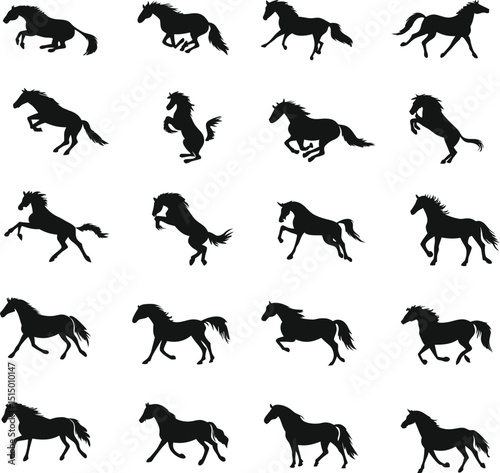 Elegant Horse Silhouettes A Scalable Design Resource for Branding and Logos