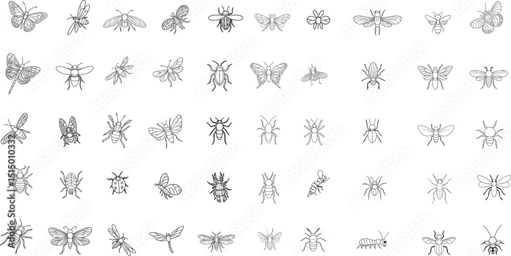 Fototapeta premium Diverse Insect Collection Scalable Graphics Perfect for Logo Design and Branding Projects