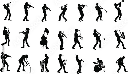 Diverse Musicians Silhouettes Collection Perfect for Branding Projects and Logo Design