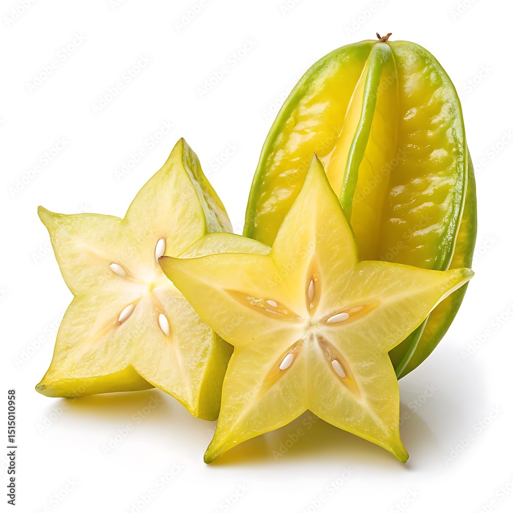Fototapeta premium Fresh Starfruit and pure clean white background