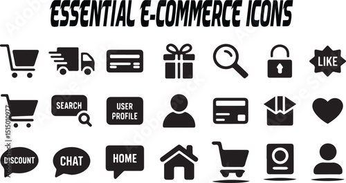 High quality e commerce shopping icons for website and app design