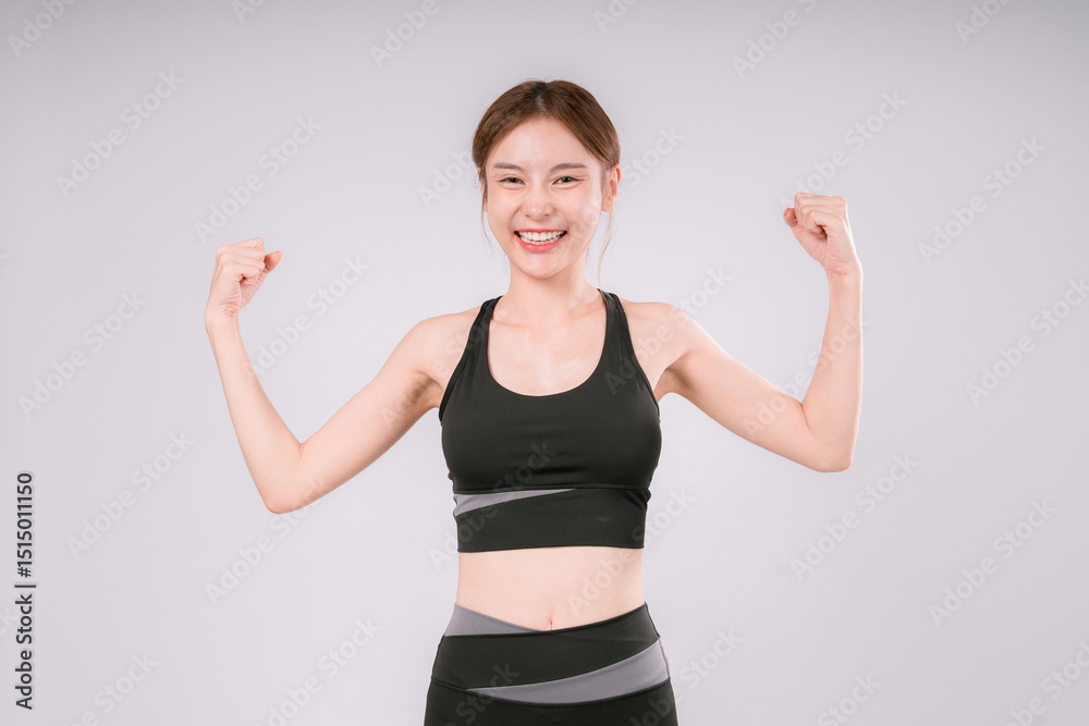 Fitness Exercise Woman White Portrait Female Background Activewear Posing Fit, Confident and Energetic Female Athlete Embracing a Healthy Lifestyle On White Background Fitness Exercise Woman White Portrait Female Background Activewear Posing Fit, Confident and Energetic Female Athlete Embracing a Healthy Lifestyle On White Background