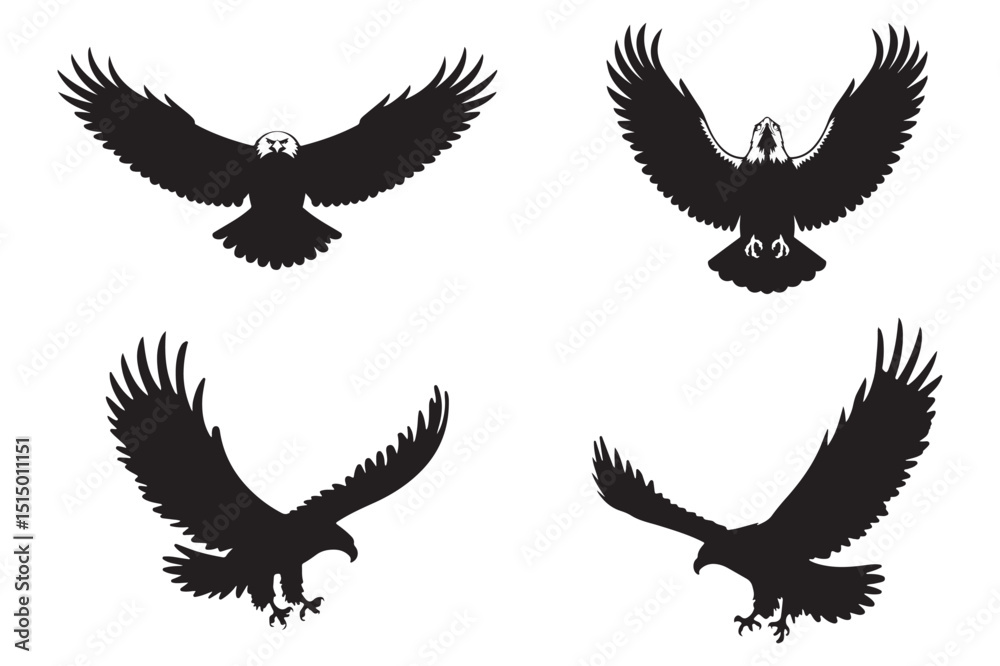 Obraz premium High quality eagle icon set wildlife aviation freedom symbols