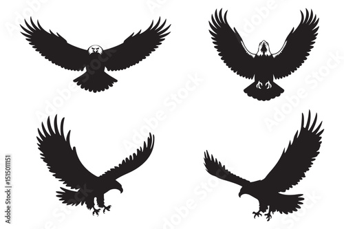 High quality eagle icon set wildlife aviation freedom symbols