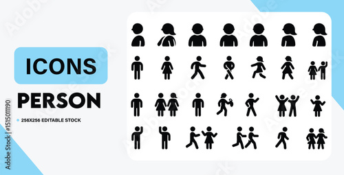 Single person icon diverse styles for profile avatar and user interface design