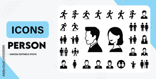 Single person icon set diverse people icons for web and app design