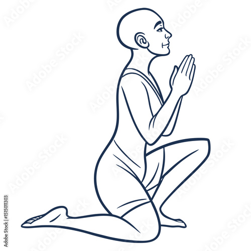 Woman kneeling in prayer peaceful pose
