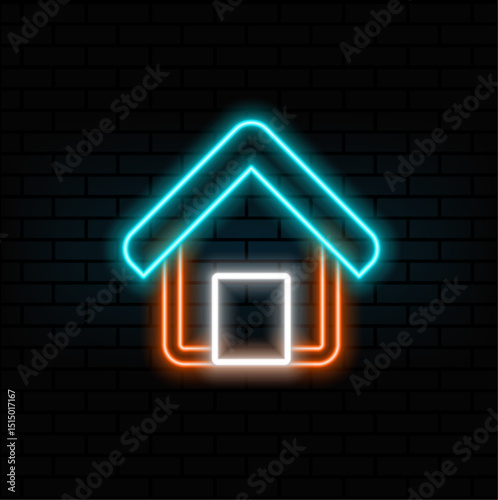 neon.Home style, house.neon icon vector illustration design template.