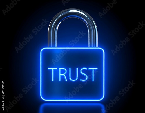 Blue glowing padlock with 
