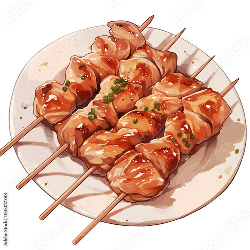 Glazed Japanese Yakitori Chicken Skewers with Sesame