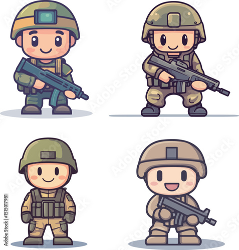 Cartoon soldier illustration material	
