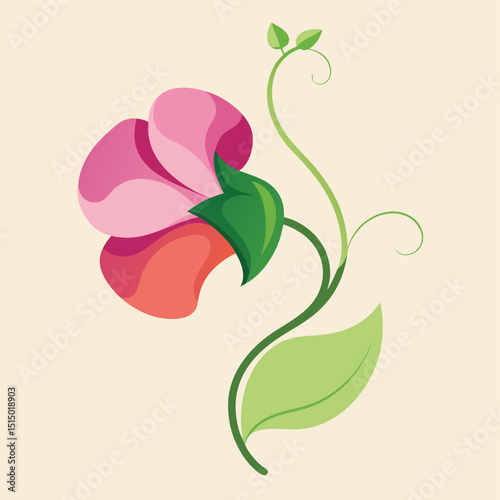 Elegant Sweet Pea Flower Illustration Delicate Design and Vibrant Colors