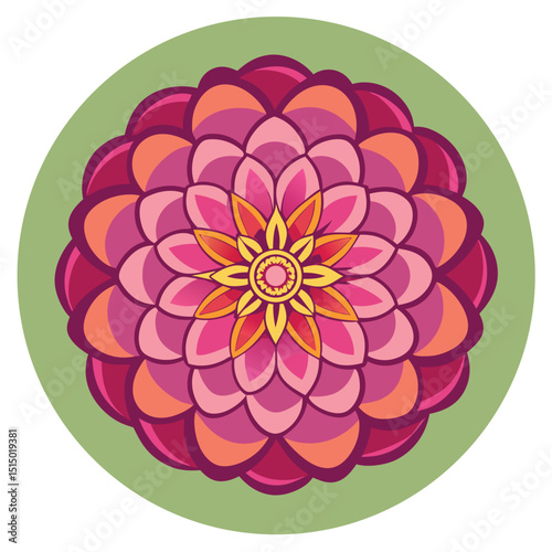 Vibrant Floral Mandala A Stunning Circular Design of Pink and Orange Petals