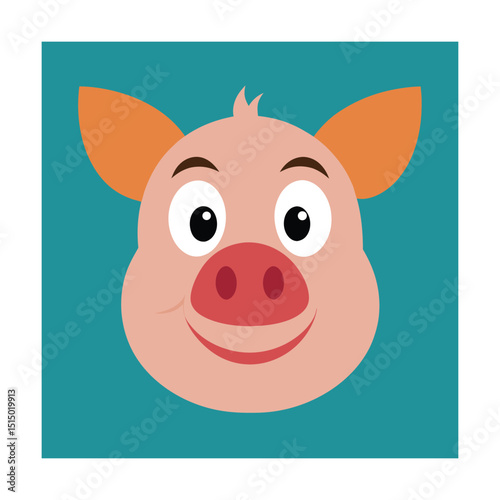Cartoon Pig Head With Expressive Eyes